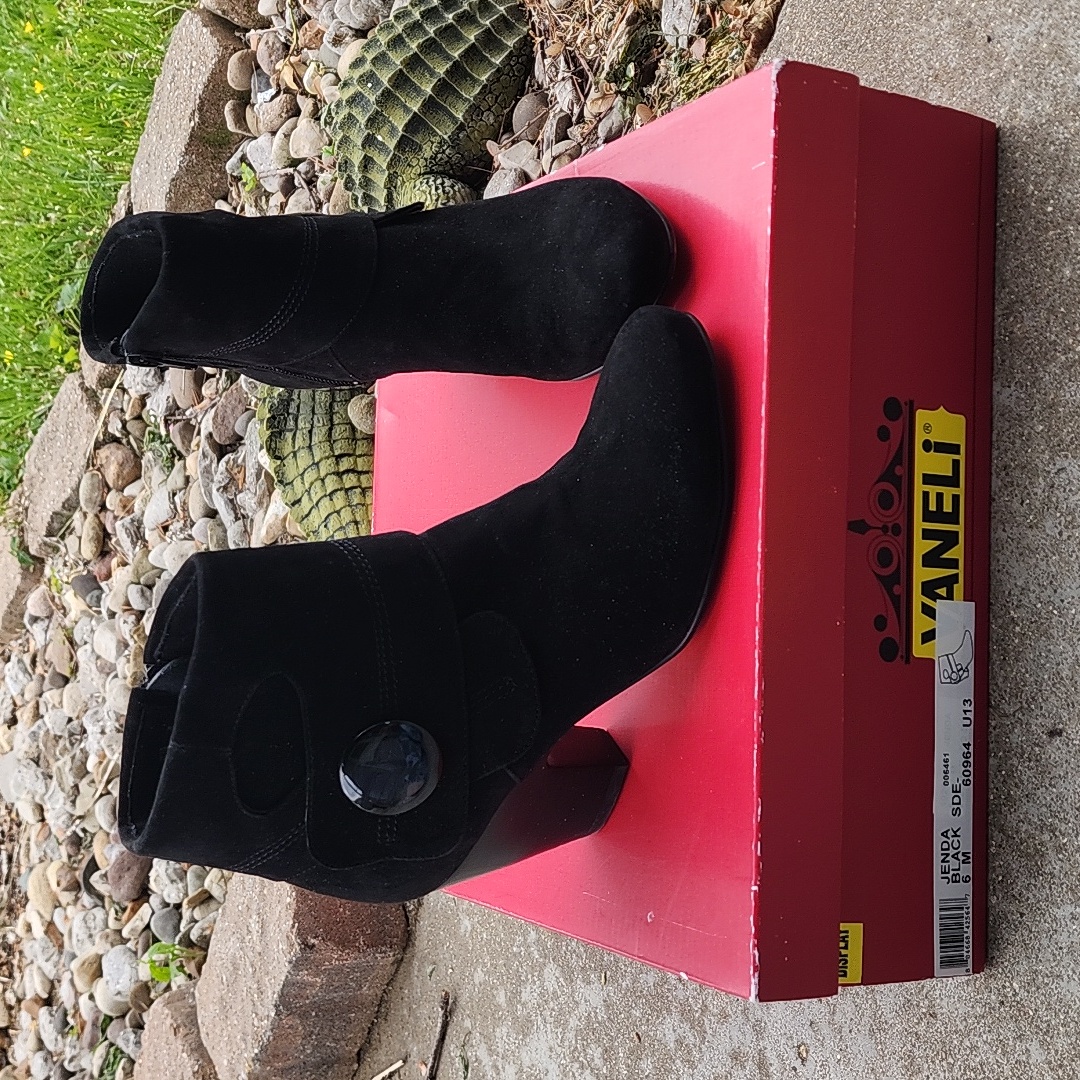 Vaneli Jenda Black Suede Booties